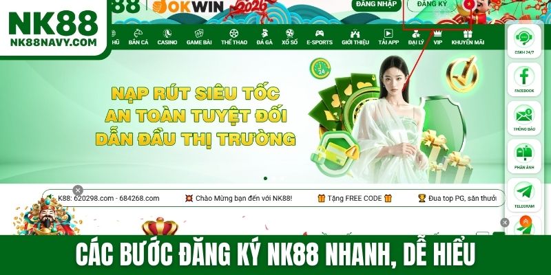 Các bước đăng ký NK88 nhanh, dễ hiểu