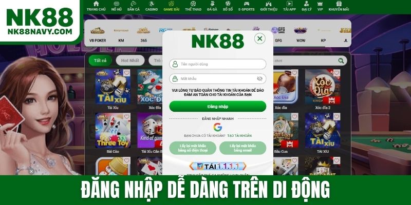 Đăng nhập dễ dàng trên di động