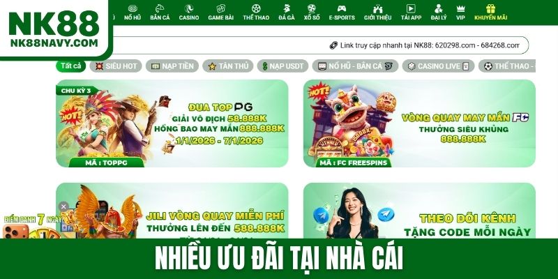 Nhiều ưu đãi tại nhà cái