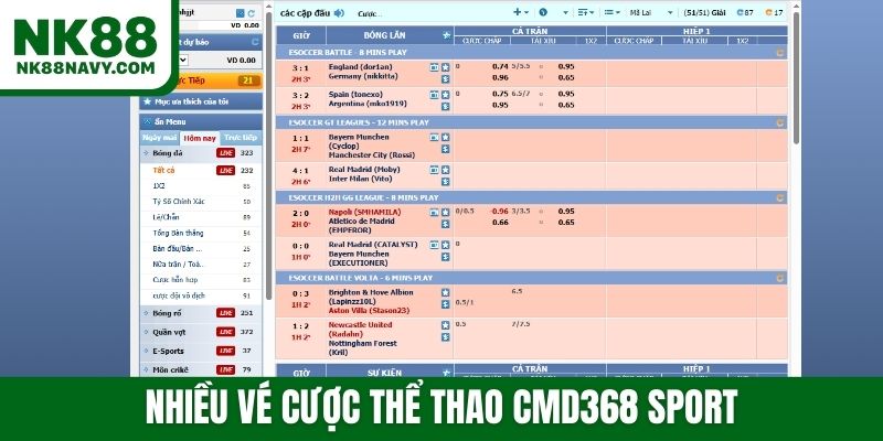 Nhiều vé cược thể thao CMD368 Sport